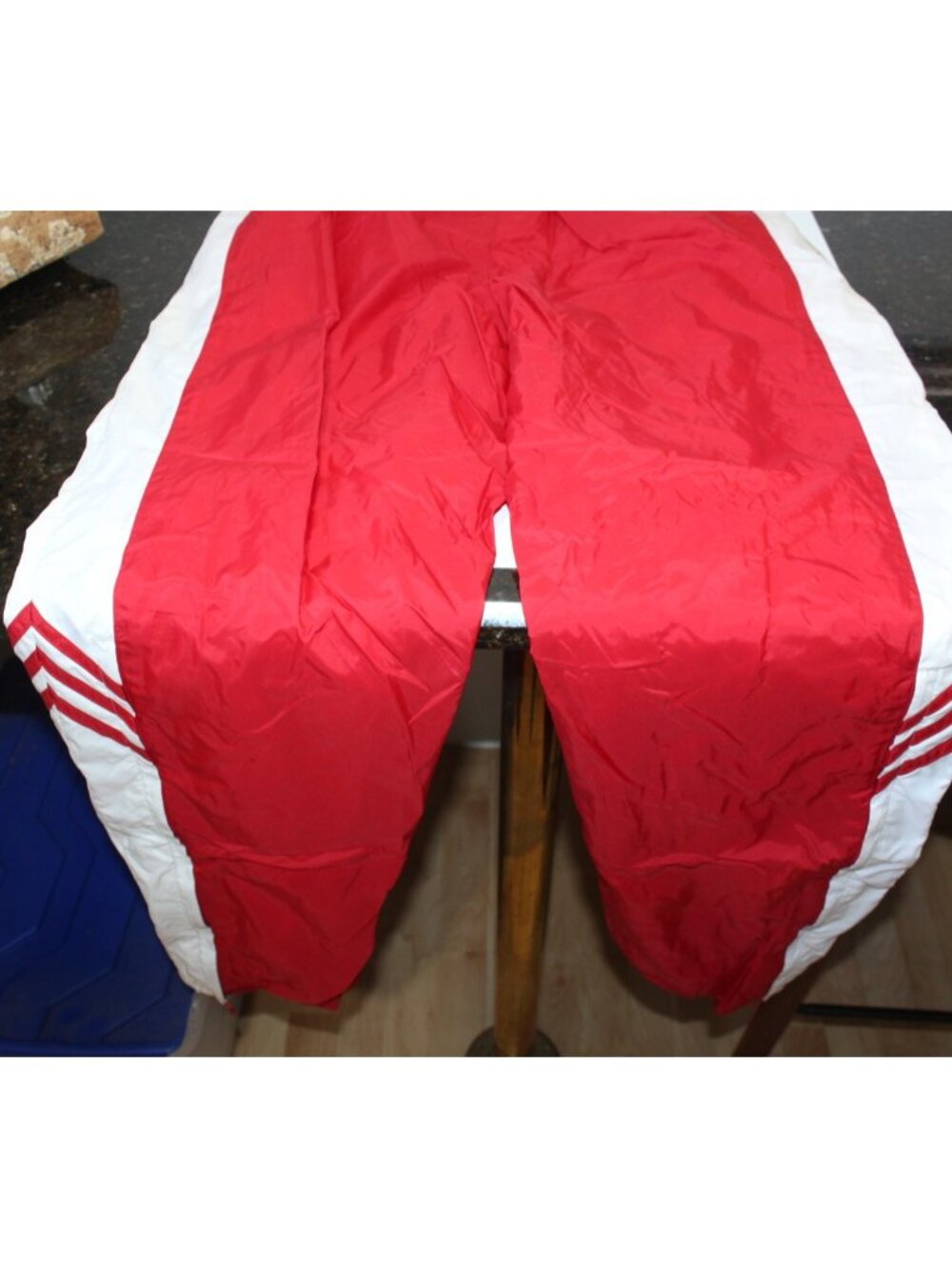 Vintage adidas Warm Up Jacket & Pants Red White Nylon Mock Neck Zip Front Large - Picture 15 of 16